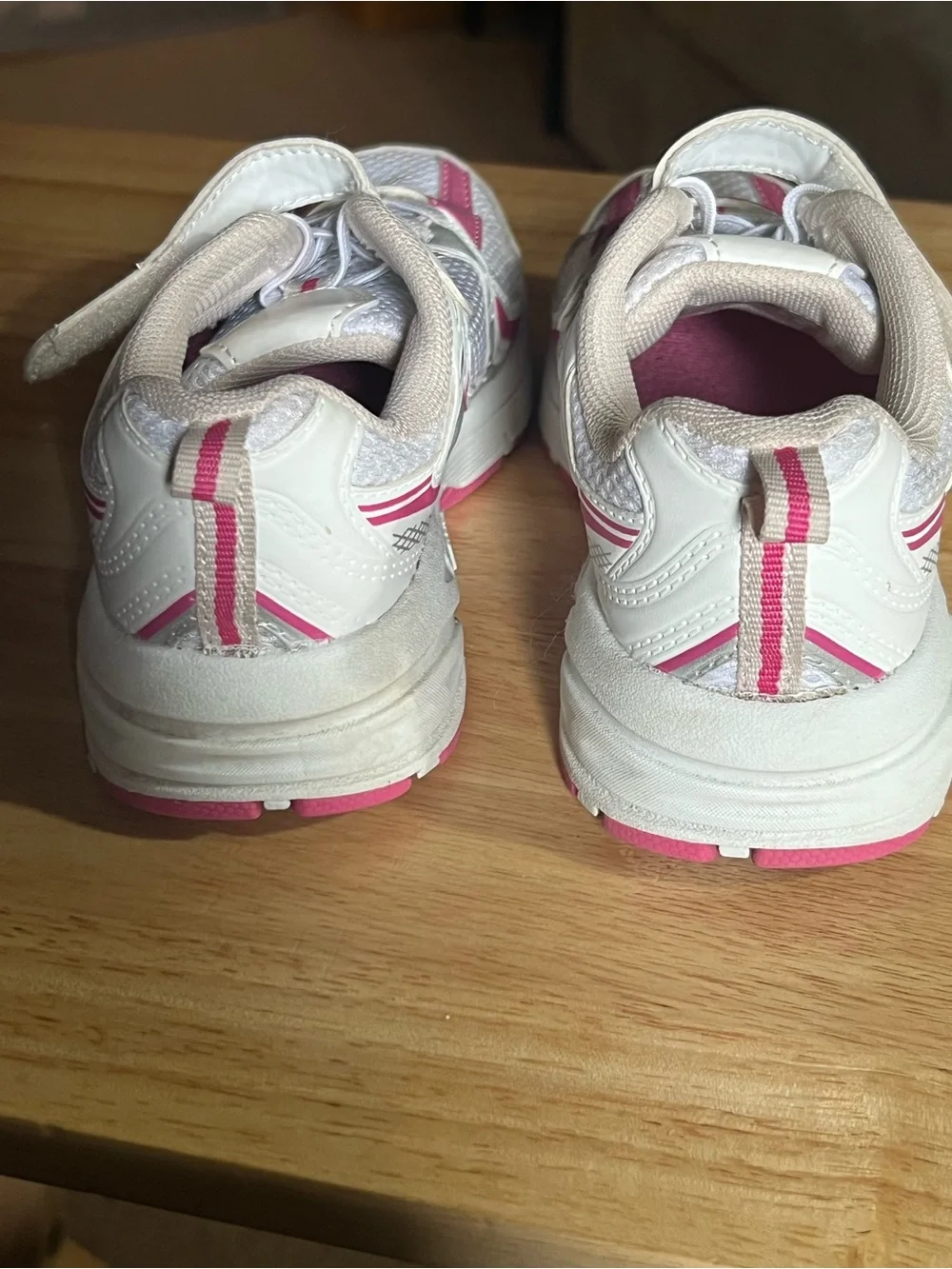 Kids White and Pink Athletic Sneakers size 12